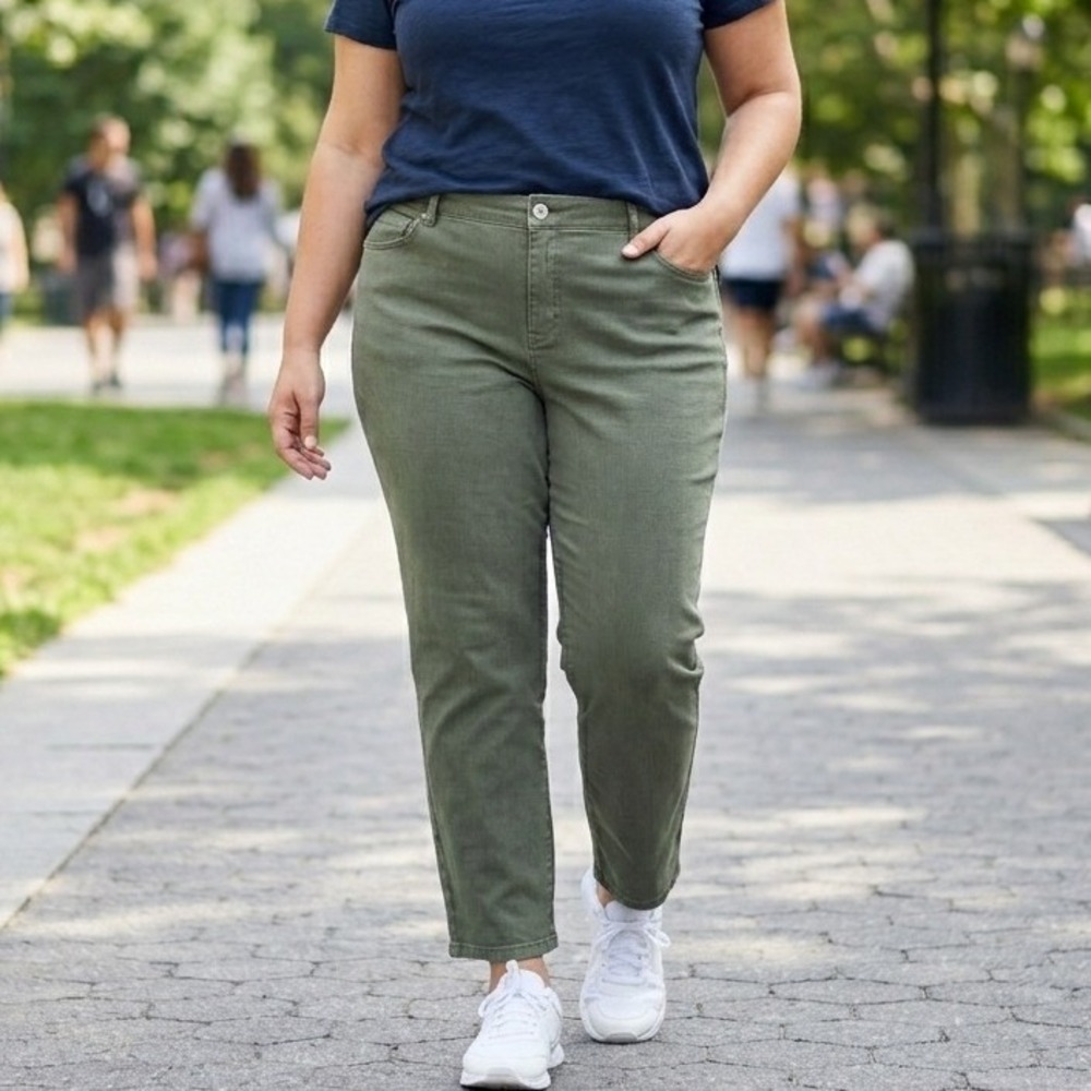 J.Jill Denim Boyfriend Jeans Women 22R Green Straight Leg Ankle WPT220891 Casual